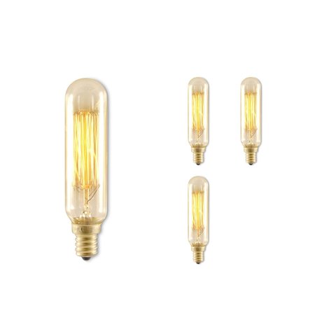 BULBRITE 25 Watt Dimmable Antique Nostalgic Thread Filament T6 CandelabraE12Incandescent Bulb, 4 PK 861372